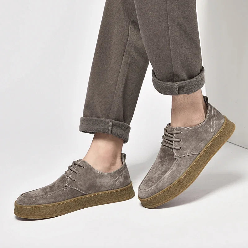 New Suede Leather Lace-Up Shoes Men High Quality Casual Shoes For Male Fashion Men's Shoes Comfortable Walking Mens Sneakers