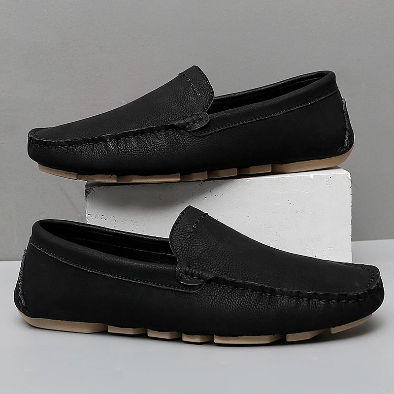 Genuine Leather Men Casual Shoes Luxury Brand Summer Mens Loafers Moccasins Man Breathable Slip on Driving Shoes Plus Size 39-47