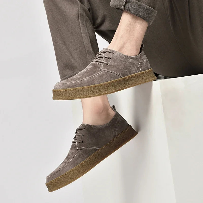 New Suede Leather Lace-Up Shoes Men High Quality Casual Shoes For Male Fashion Men's Shoes Comfortable Walking Mens Sneakers