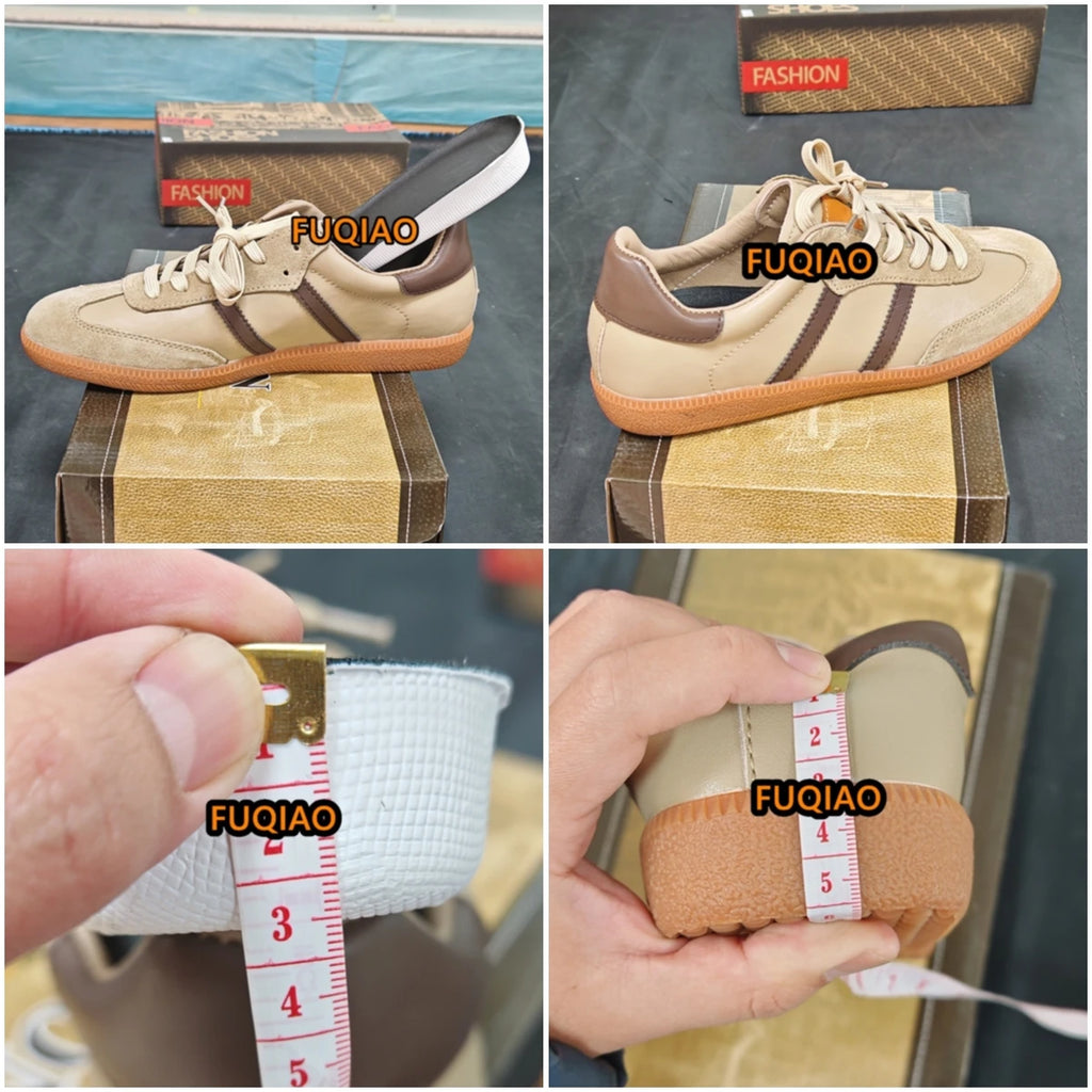 Cow Leather Elevator Sneakers Couple's Casual Shoes with Height Increase Lightweight Anti-Slip Sports Flat&5cm Sheepskin Lining