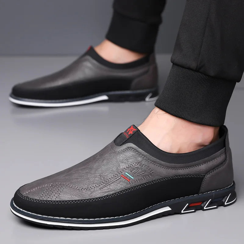 leather men shoes slip on gentleman style Daily business office shoes Elegant adult Flats loafers men big size 48 49 50 51 52 53
