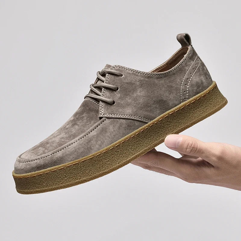 New Suede Leather Lace-Up Shoes Men High Quality Casual Shoes For Male Fashion Men's Shoes Comfortable Walking Mens Sneakers